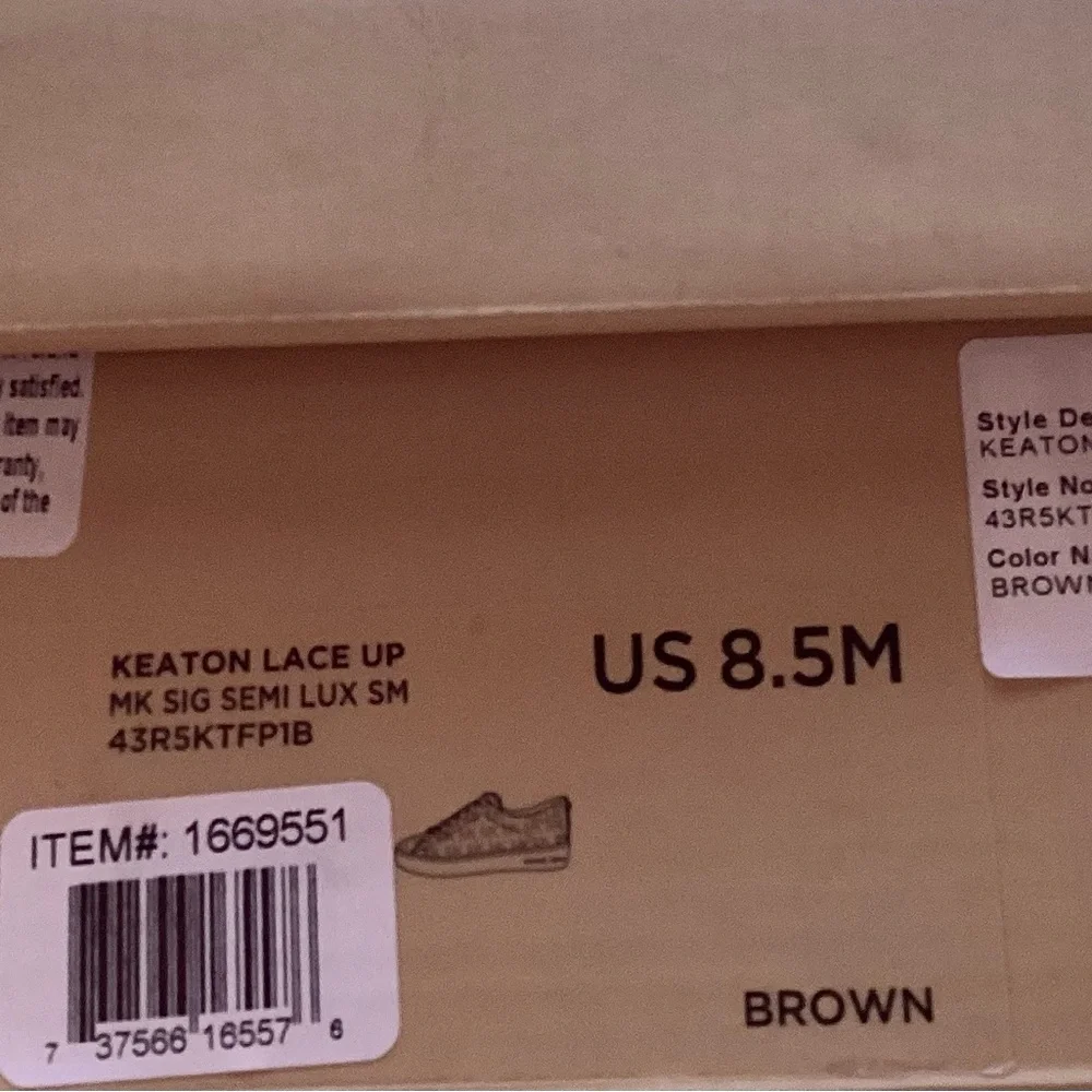 NIB! MICHEAL KORS Keaton Lace Up MK Signature Sneakers Brown w/ Gold